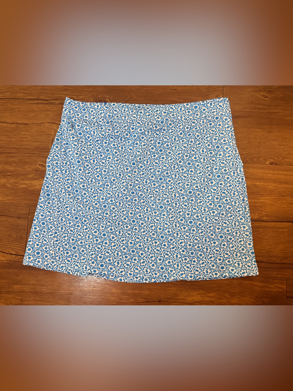 Rip Skirt Hawaii Size XL Hawaiian Blue White Floral Pattern Adjustable Waist